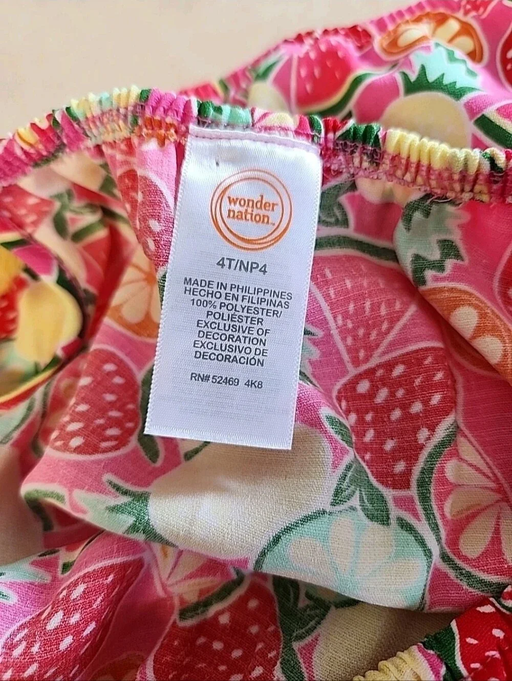 NWT Wonder Nation Toddler Girls Fruit Print 2-Piece Short Set Fringe Size 4T
